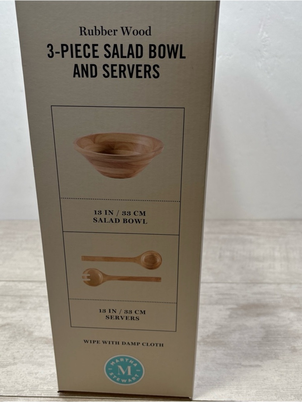 Martha Stewart Natural Wood 3-Piece Salad Bowl with Servers - Picture 2 of 7
